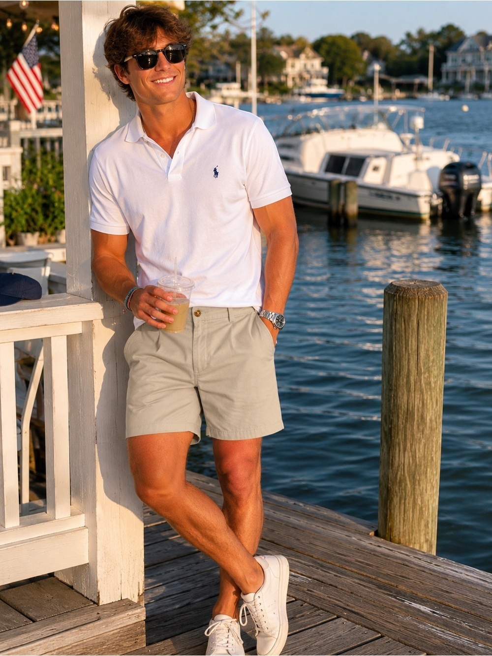 Men's Flat Front Casual Shorts - Light Beige